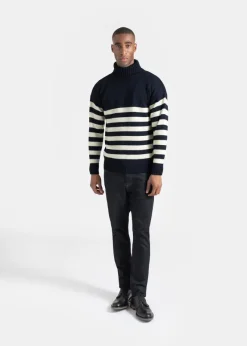 Knitwear & Tops*Gloverall Breton Submariner Jumper Navy with Ecru Stripes