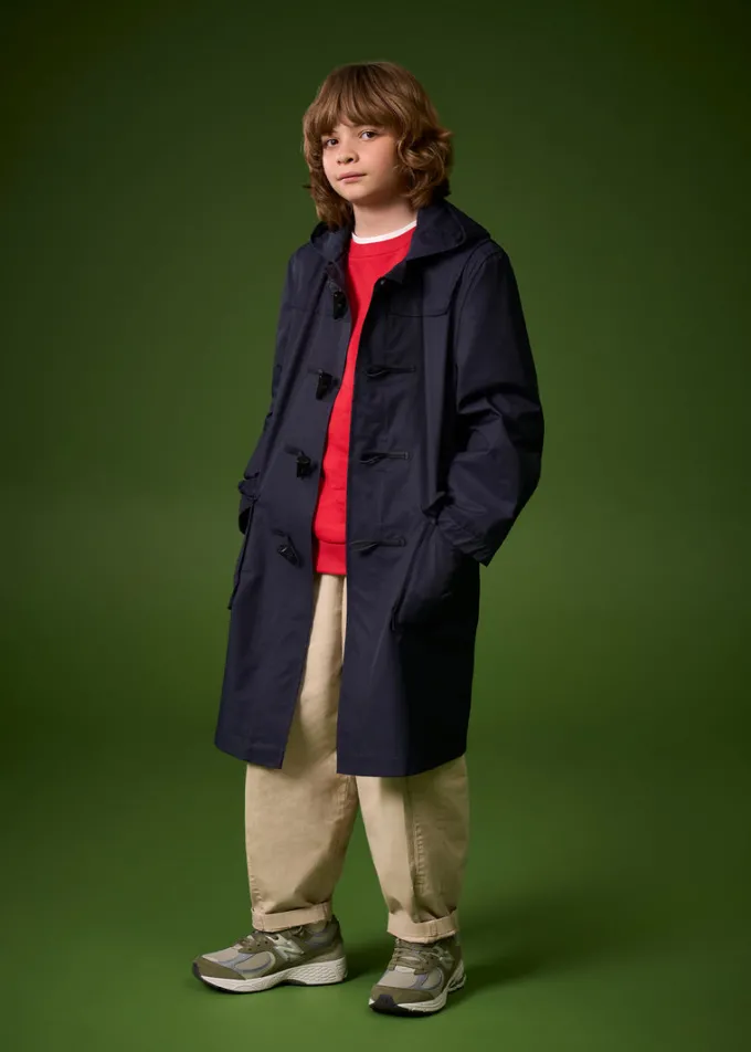 Children*Gloverall Children's Gabardine Showerproof Duffle Coat Navy