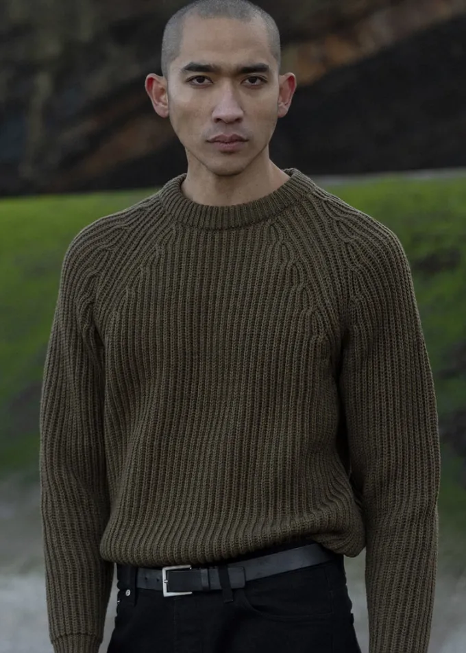 Knitwear & Tops*Gloverall Fisherman Jumper Army