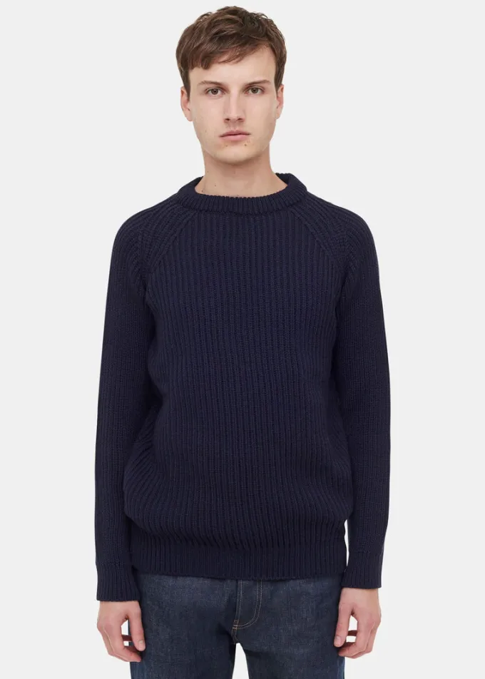 Knitwear & Tops*Gloverall Fisherman Jumper Navy