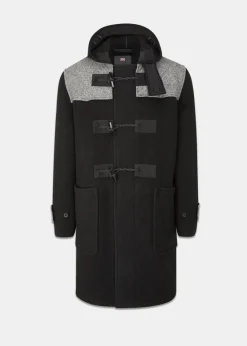 Duffle Coats*Gloverall Herringbone Contrast Monty Duffle Coat Black