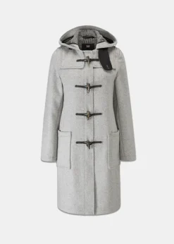 Duffle Coats*Gloverall Long Slim Fit Duffle Coat Silver Prince of Wales