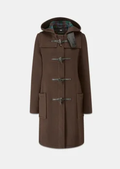 Duffle Coats*Gloverall Long Slim Fit Duffle Coat Brown Tartan