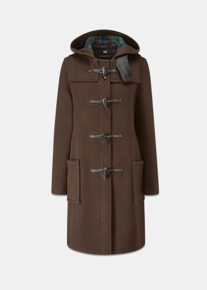 Duffle Coats*Gloverall Long Slim Fit Duffle Coat Brown Tartan