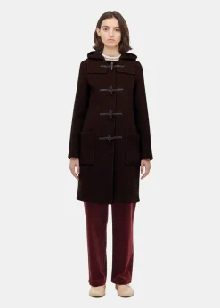 Duffle Coats*Gloverall Long Slim Fit Duffle Coat Brown Tartan