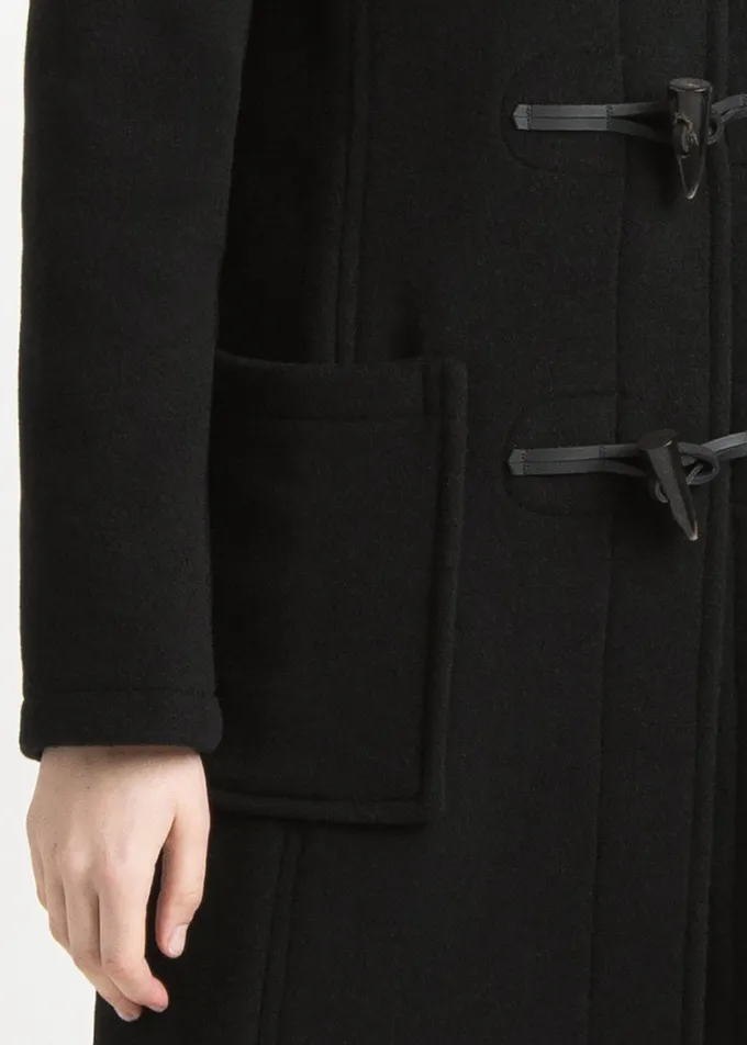 Duffle Coats*Gloverall Long Slim Fit Duffle Coat Black Royal Stewart