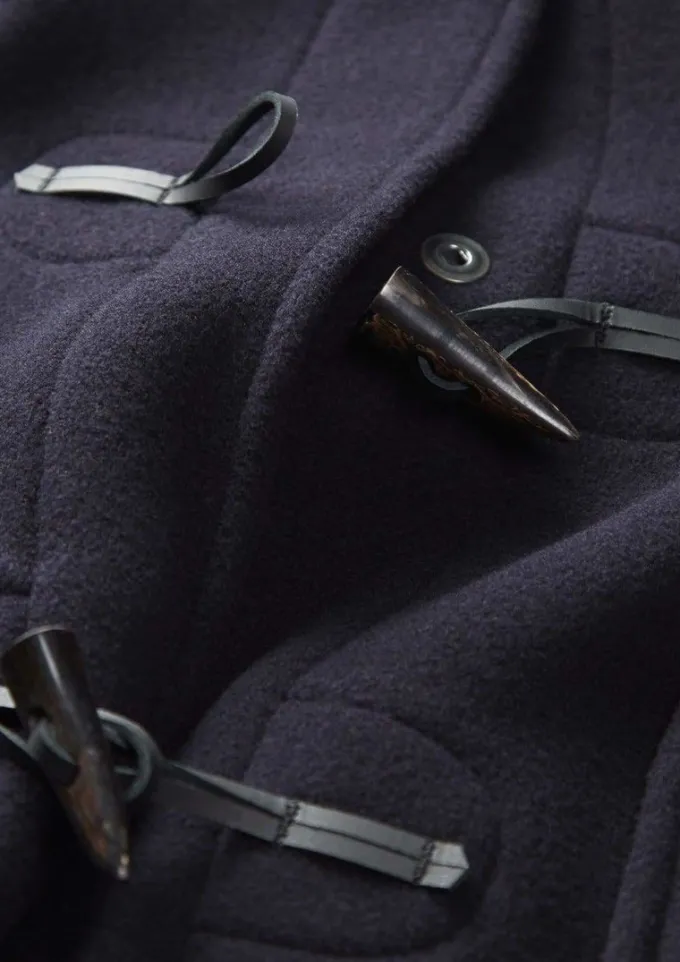 Duffle Coats*Gloverall Long Slim Fit Duffle Coat Navy Royal Stewart