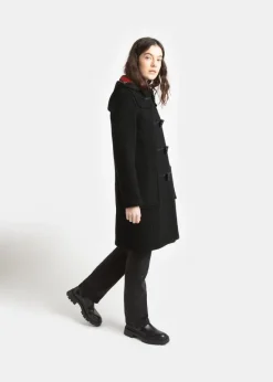 Duffle Coats*Gloverall Long Slim Fit Duffle Coat Black Royal Stewart