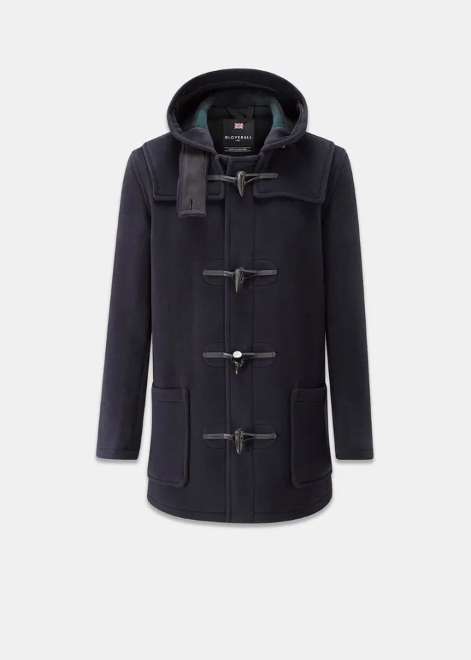 Duffle Coats*Gloverall Mid Length Duffle Coat Navy Black Watch