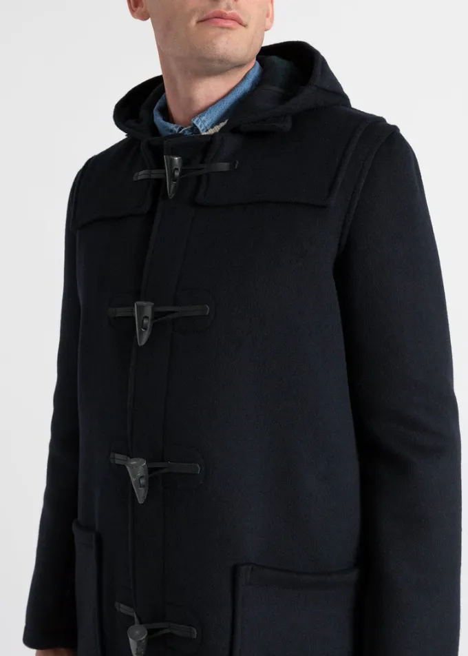 Duffle Coats*Gloverall Mid Length Duffle Coat Navy Black Watch