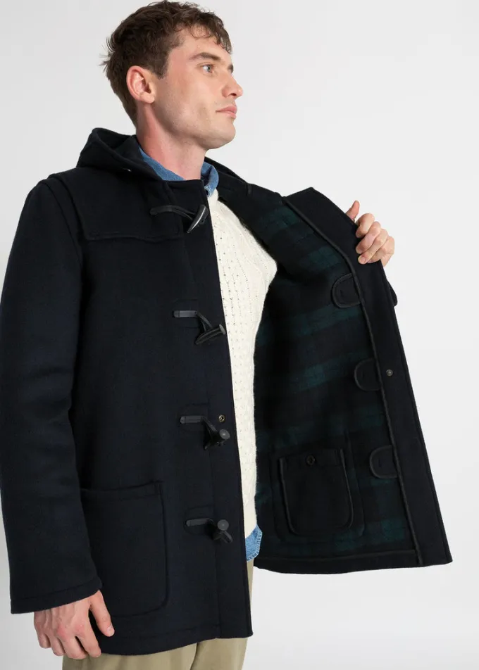 Duffle Coats*Gloverall Mid Length Duffle Coat Navy Black Watch