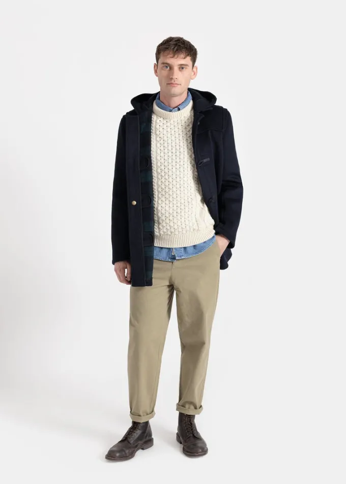 Duffle Coats*Gloverall Mid Length Duffle Coat Navy Black Watch