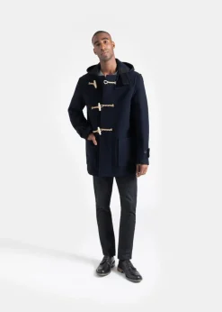 Duffle Coats*Gloverall Mid Monty Duffle Coat Navy Black Webbing