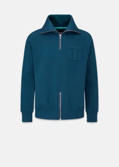 Knitwear & Tops*Gloverall Military Zip Sweatshirt Teal