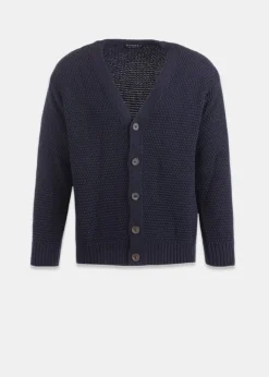 Knitwear & Tops*Gloverall Moss Stitch Cardigan Navy