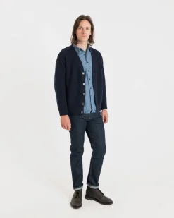 Knitwear & Tops*Gloverall Moss Stitch Cardigan Navy
