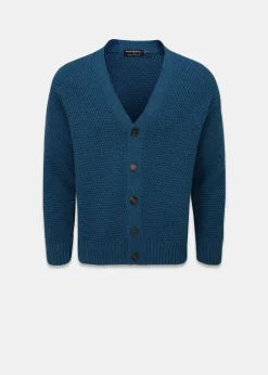 Knitwear & Tops*Gloverall Moss Stitch Cardigan Petrol