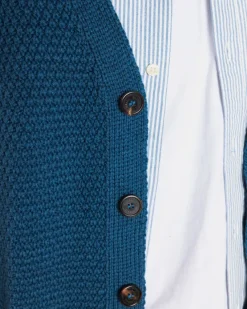 Knitwear & Tops*Gloverall Moss Stitch Cardigan Petrol