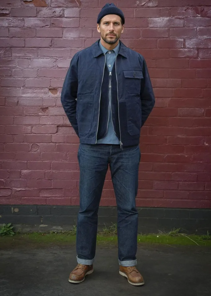 Jackets*Gloverall Renewed Works Jacket Navy