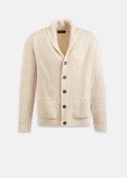 Knitwear & Tops*Gloverall Shawl Collar Cardigan Ecru