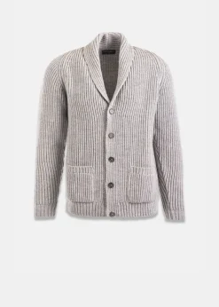 Knitwear & Tops*Gloverall Shawl Collar Cardigan Light Grey