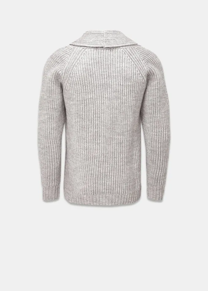 Knitwear & Tops*Gloverall Shawl Collar Cardigan Light Grey