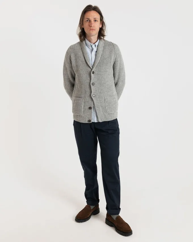 Knitwear & Tops*Gloverall Shawl Collar Cardigan Light Grey