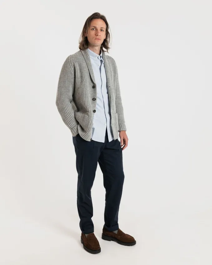 Knitwear & Tops*Gloverall Shawl Collar Cardigan Light Grey
