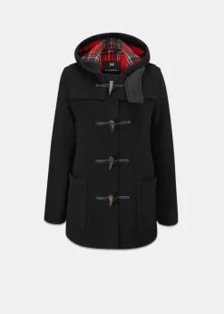 Duffle Coats*Gloverall Short Slim Fit Duffle Coat Black Royal Stewart
