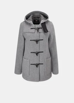 Duffle Coats*Gloverall Short Slim Fit Duffle Coat Silver Prince of Wales