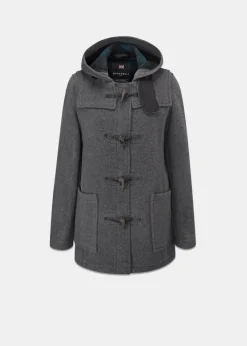 Duffle Coats*Gloverall Short Slim Fit Duffle Coat Grey Black Watch