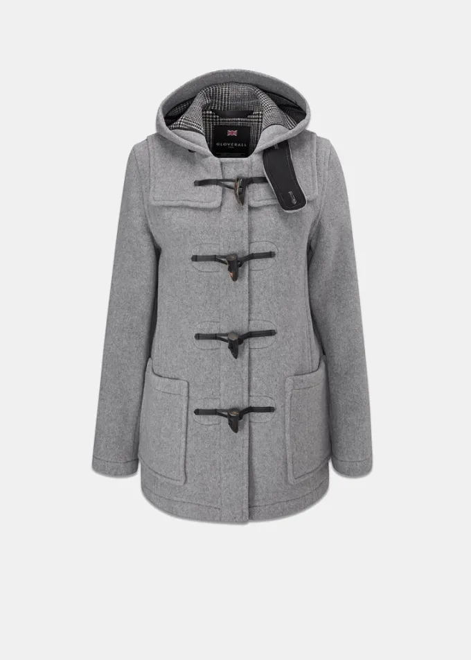 Duffle Coats*Gloverall Short Slim Fit Duffle Coat Silver Prince of Wales