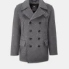 Peacoats*Gloverall Tartan Churchill Peacoat Grey Black Watch