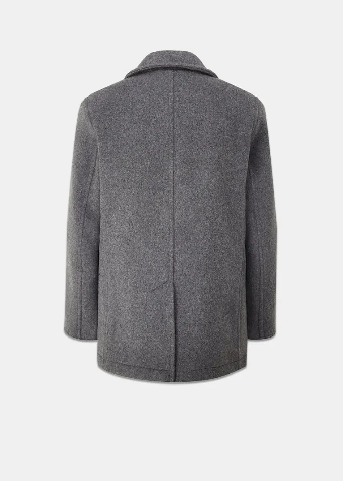 Peacoats*Gloverall Tartan Churchill Peacoat Grey Black Watch