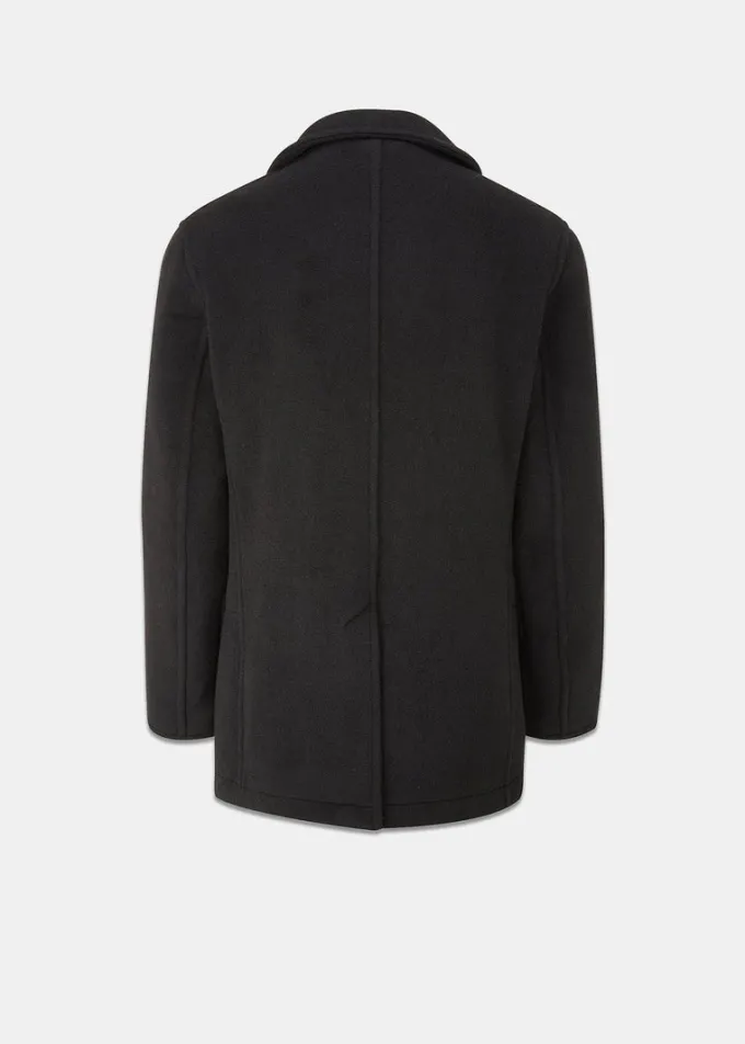 Peacoats*Gloverall Tartan Churchill Peacoat Black Stewart