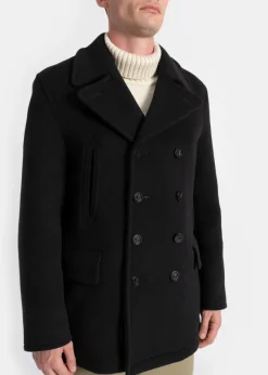 Peacoats*Gloverall Tartan Churchill Peacoat Black Stewart