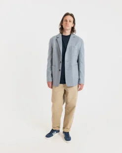 Jackets*Gloverall Textured Worker Blazer Light Blue