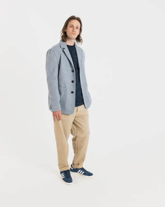 Jackets*Gloverall Textured Worker Blazer Light Blue