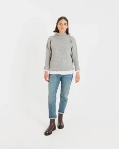 Knitwear & Tops*Gloverall Women's Submariner Jumper Light Grey