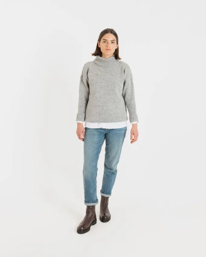 Knitwear & Tops*Gloverall Women's Submariner Jumper Light Grey